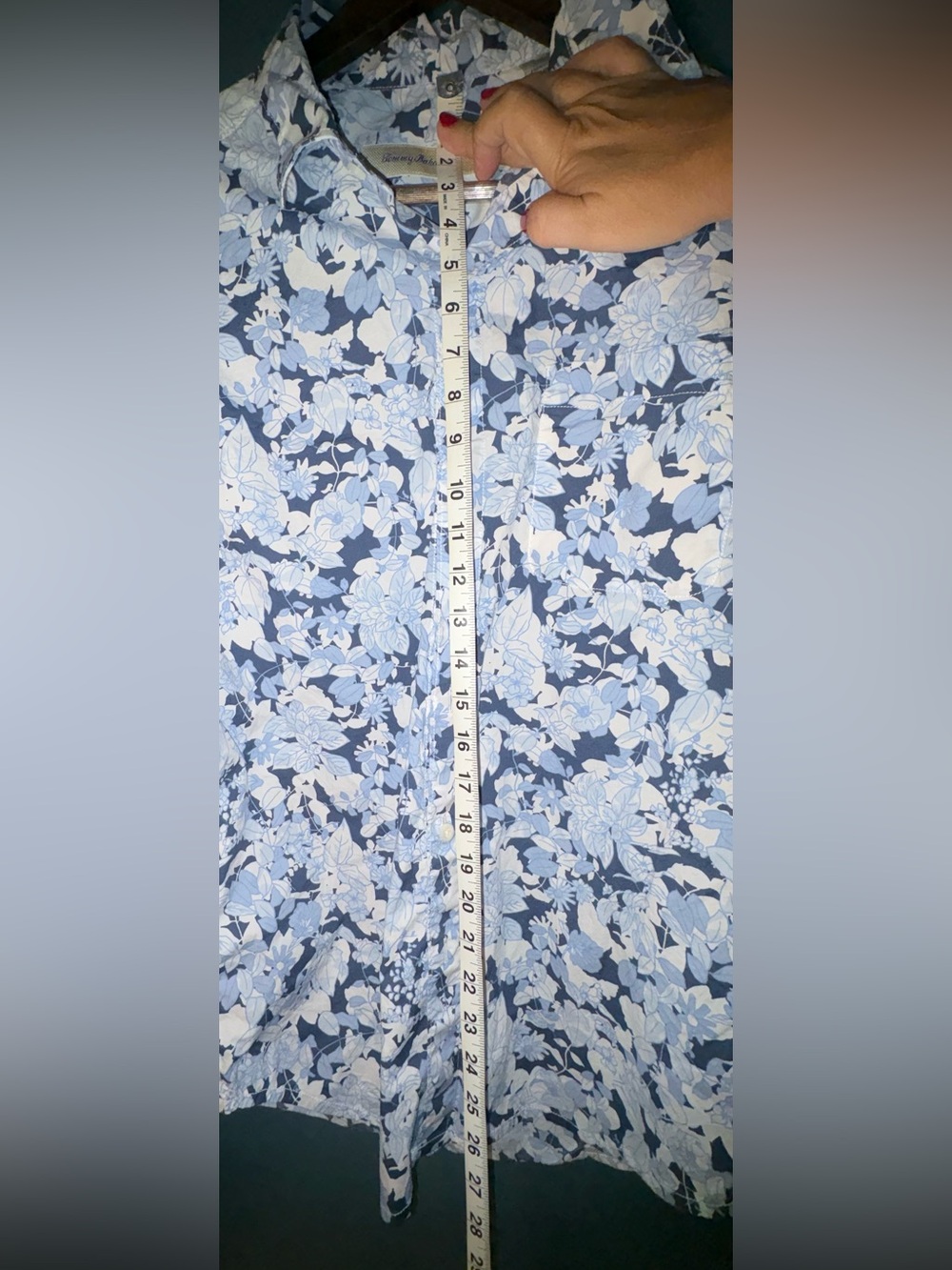 Tommy Bahama Men's Floral Button Down Shirt Medium Navy Blue White Long Sleeve - Picture 7 of 8